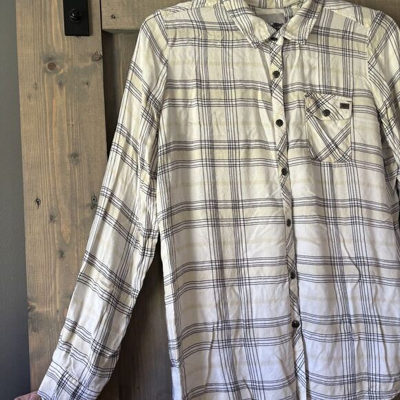 Harley-Davidson Relaxed Fit Long Sleeve Plaid Shirt White Women's L - Picture 5 of 7